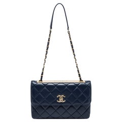 Chanel Navy Blue Quilted Leather Trendy CC Flap Bag
