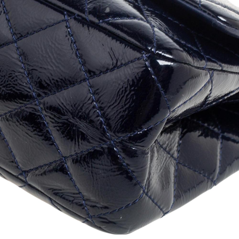 Chanel Navy Blue Quilted Patent Leather Reissue 2.55 Classic 227 Flap Bag 7