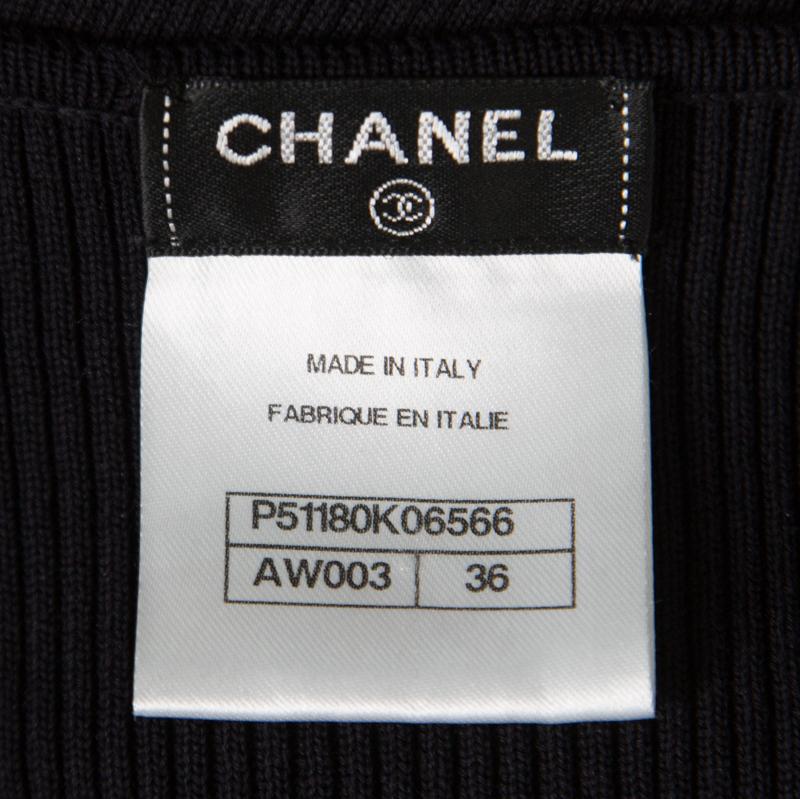 Men's Chanel Navy Blue Ribbed Knit Sleeveless Flared Dress S