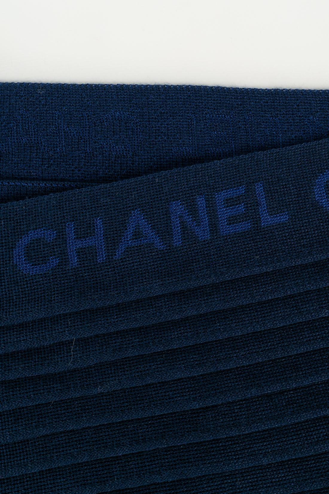 Black Chanel Navy Blue Scarf For Sale