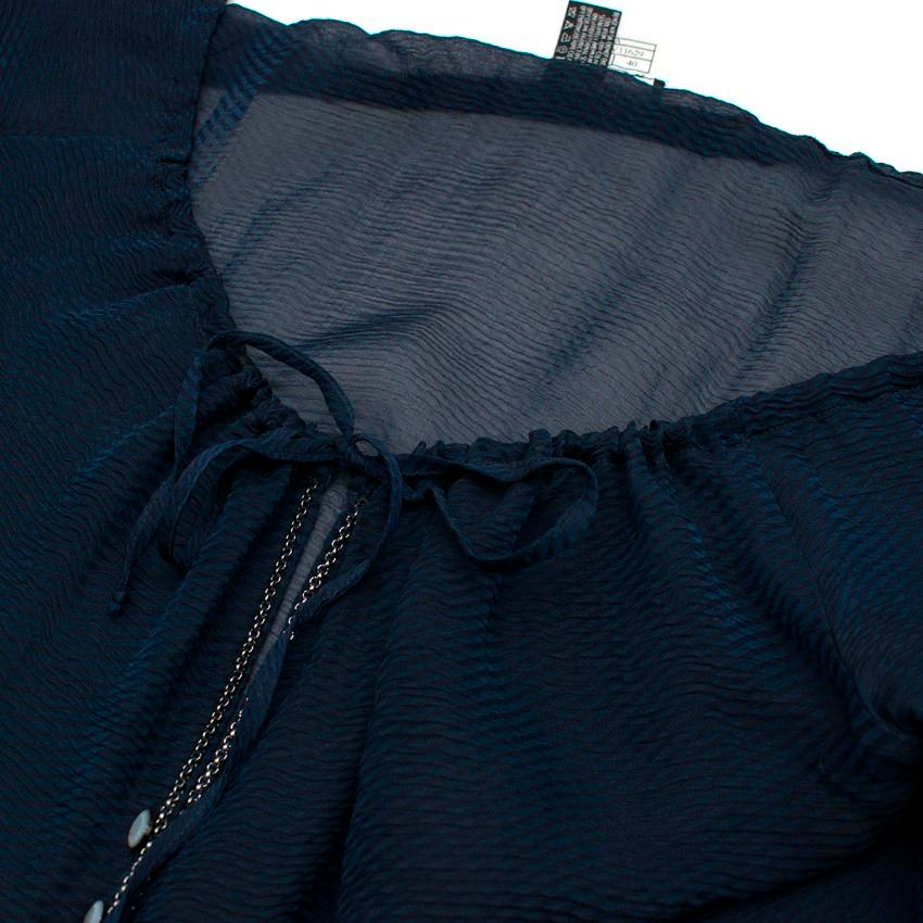 Black Chanel Navy Blue Silk Sheer Blouse - Size US 8 For Sale