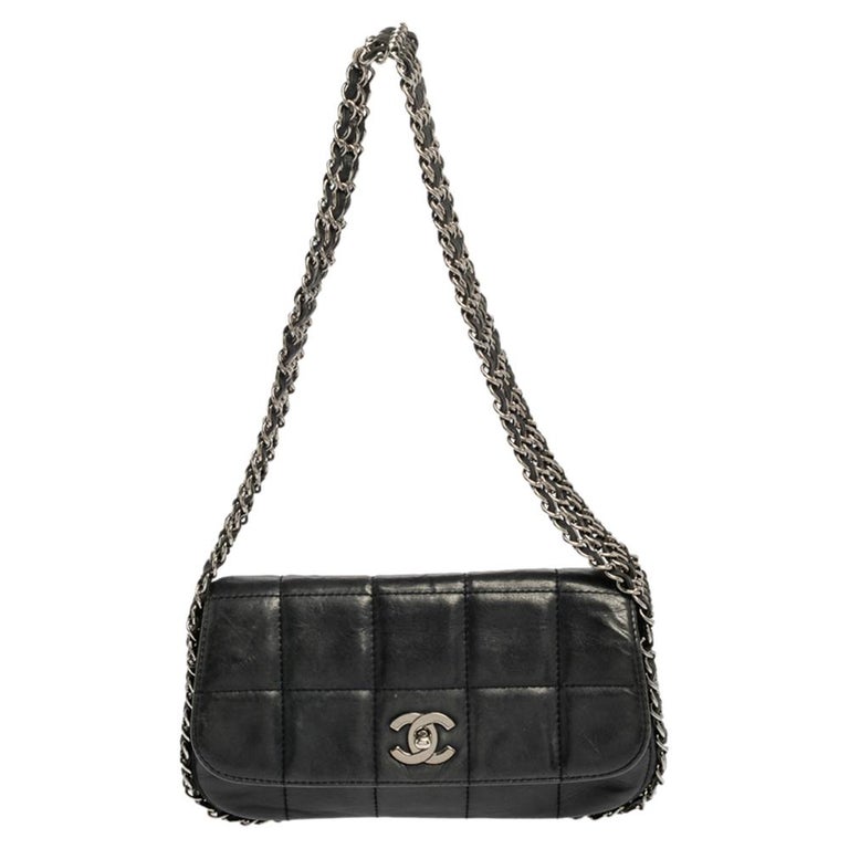Chanel Navy Blue Square Quilted Leather Multi Chain Flap Bag at 1stDibs