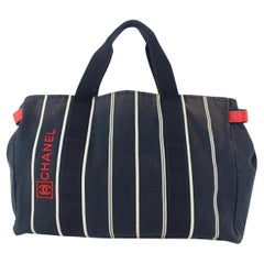 Chanel Navy Blue Stripe Sports Line Duffle Tote bag 929c98