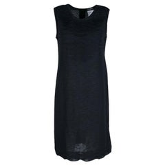 Chanel Navy Blue Striped Jersey Scallop Detail Sleeveless Dress M