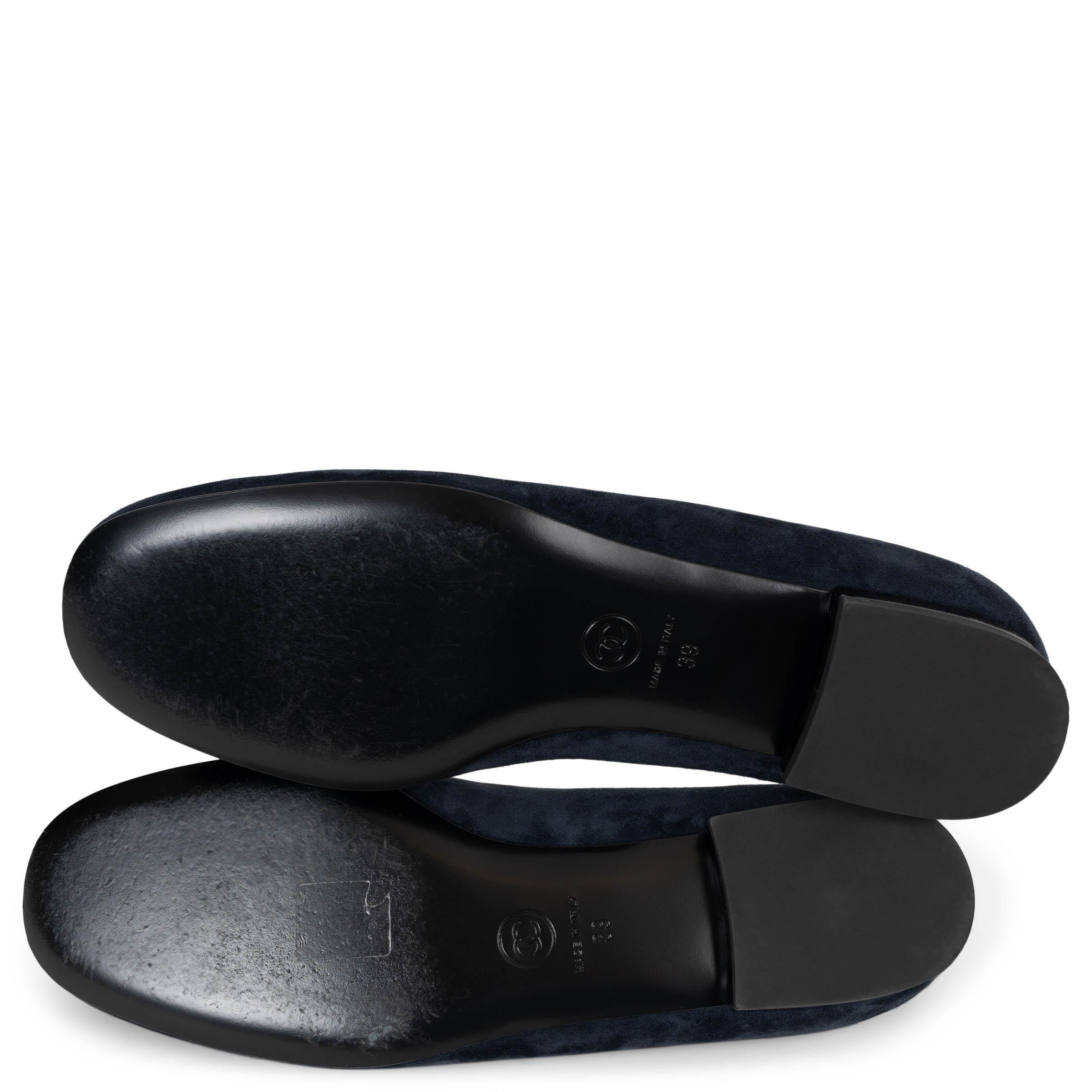 Chaussures de ballet CHANEL 16A ROME CAMELLIA en daim bleu marine 39 en vente 5