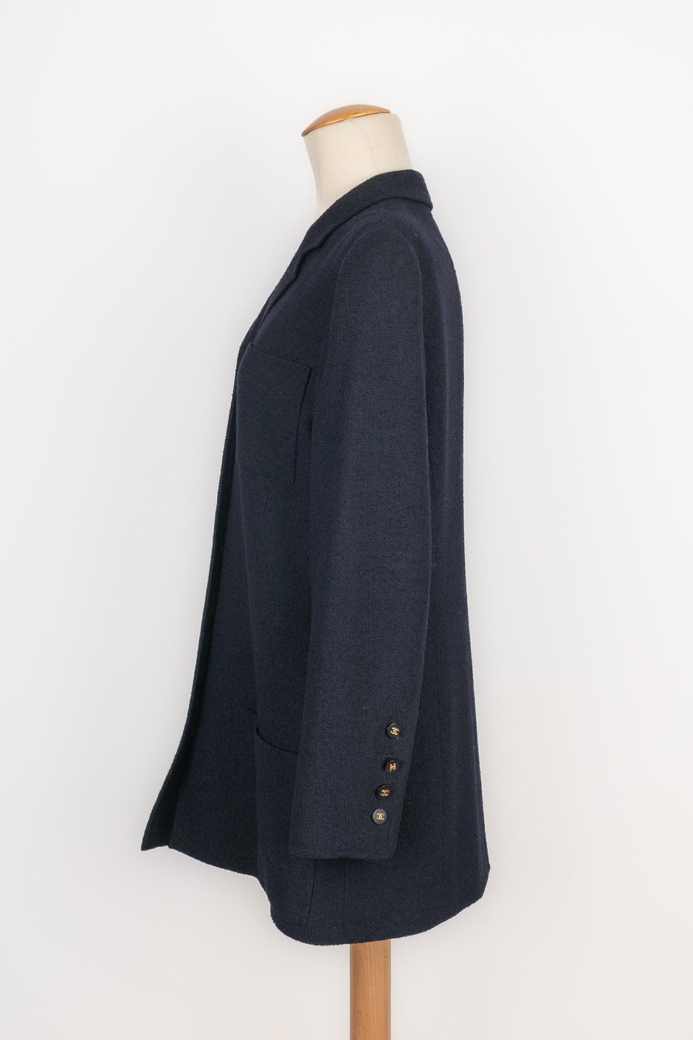Chanel Navy-blue Tweed Jacket, 1996 In Excellent Condition In SAINT-OUEN-SUR-SEINE, FR