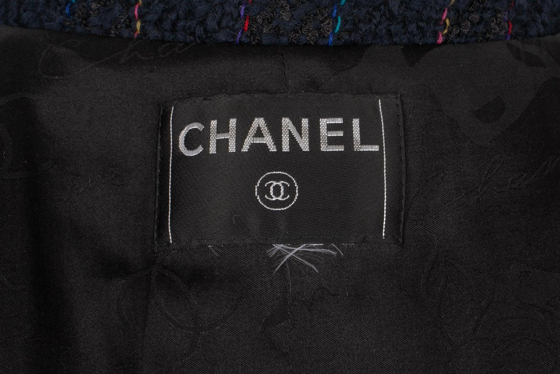Chanel Marineblaue Tweedjacke, um 2007 im Angebot 2