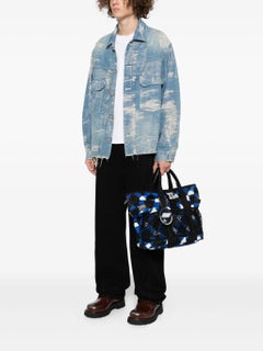 Chanel Navy Blue Two Way Airline Black White Travel Tote