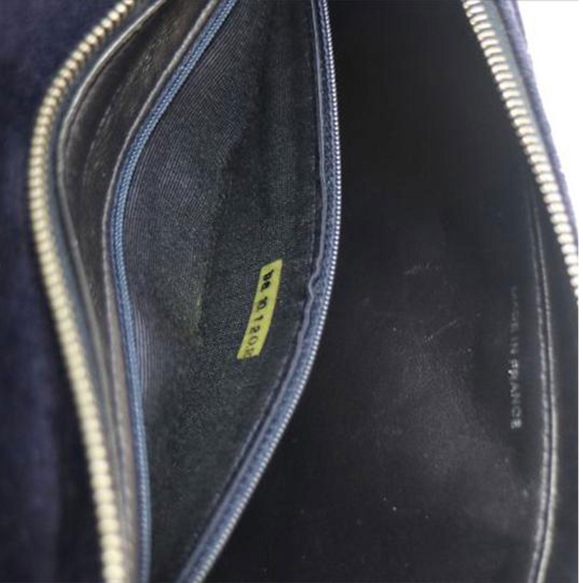 Chanel Navy Blue Velvet Medium Quilted Backpack For Sale 5