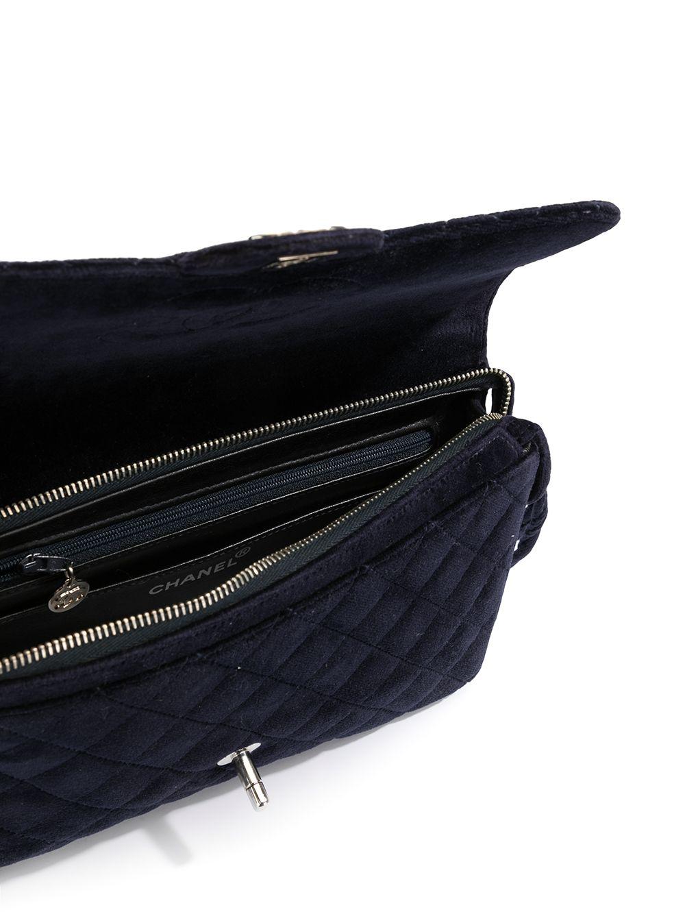 Chanel Navy Blue Velvet Medium Quilted Backpack For Sale 7