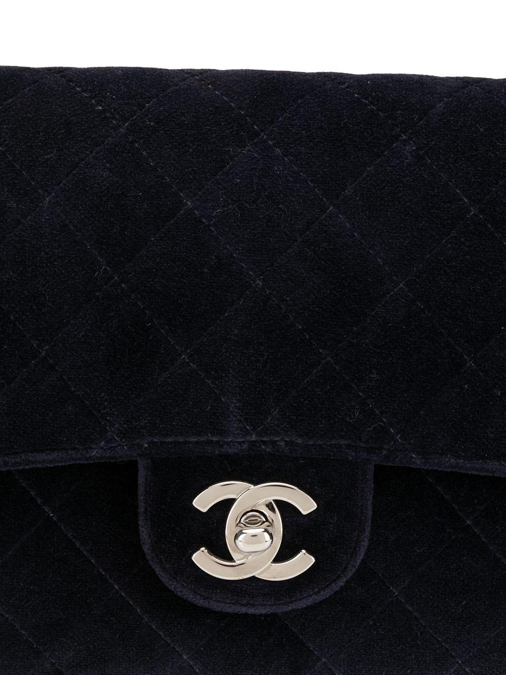 Chanel Navy Blue Velvet Medium Quilted Backpack For Sale 8