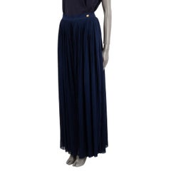 CHANEL navy blue viscose 2018 18C GREECE PLEATED PALAZZO Pants 38 S