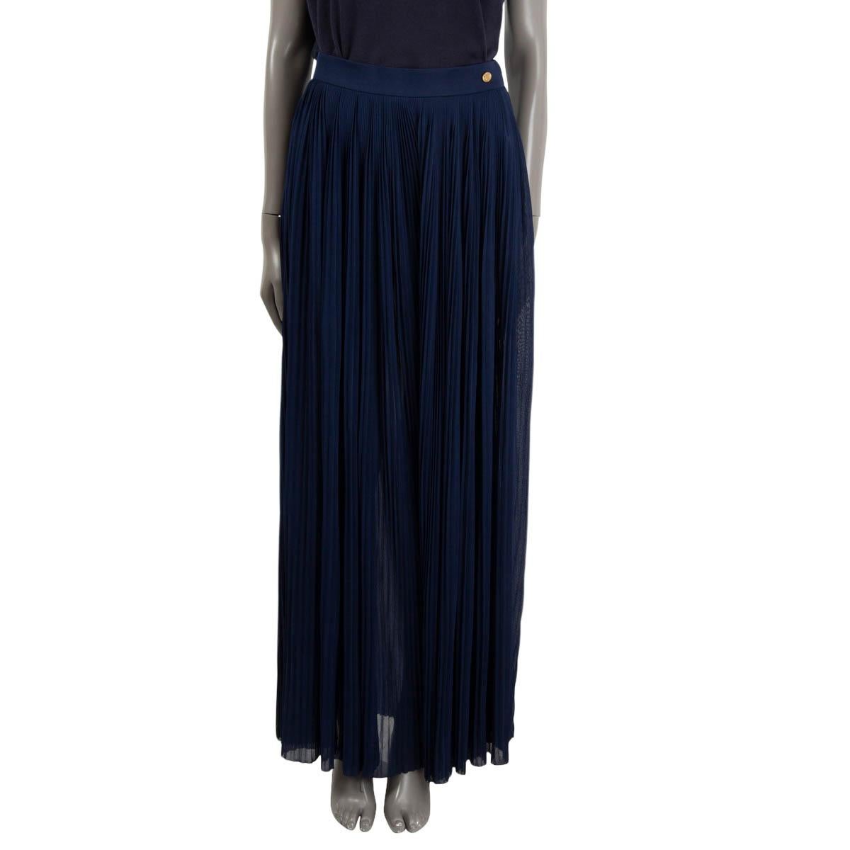 CHANEL navy blue viscose 2018 18C GREECE PLEATED PALAZZO Pants 38 S For Sale
