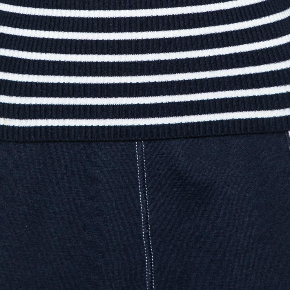Chanel Navy Blue & White Striped Knit Plane Embellished Jumper & Skirt Set S 1