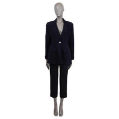 CHANEL navy blue wool 1997 97P SINGLE BUTTON Jacket 40 M