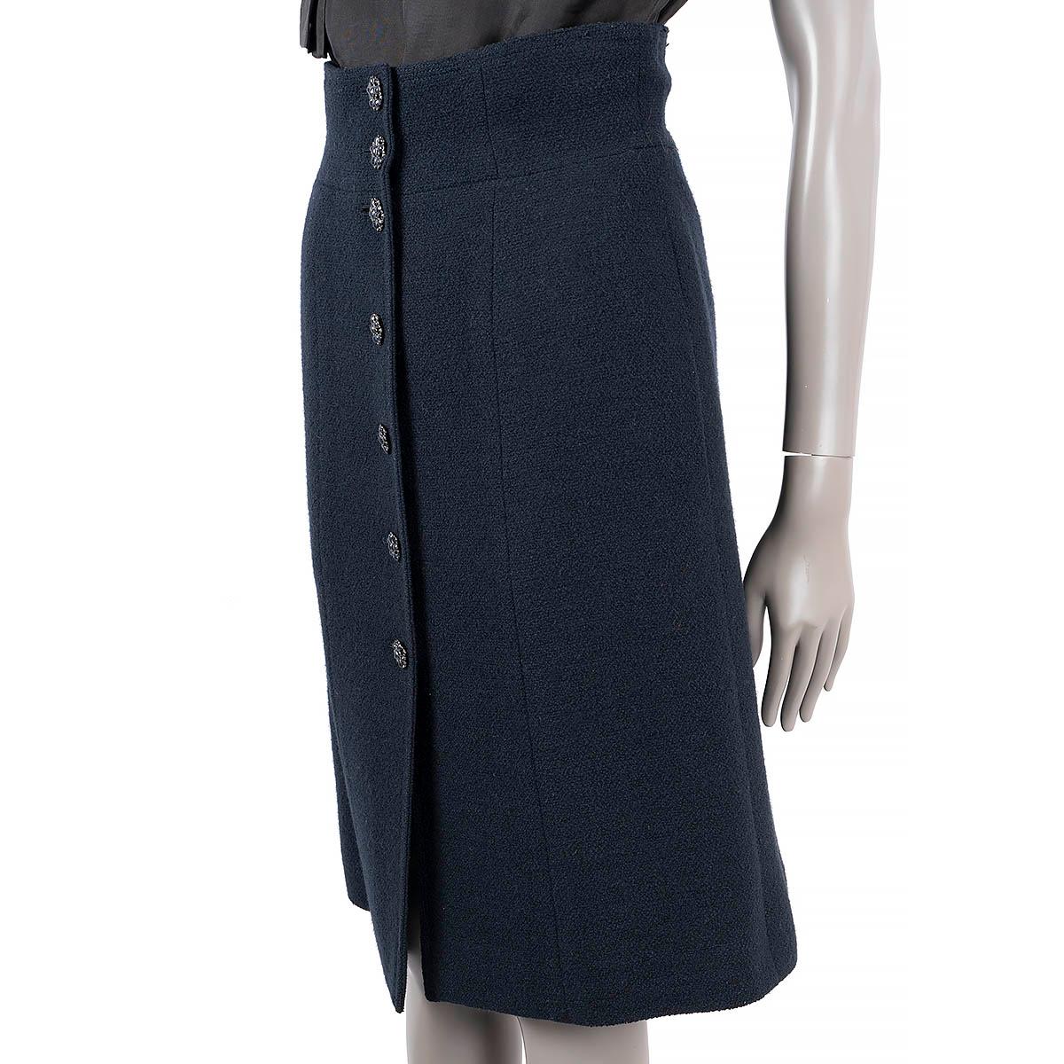 CHANEL navy blue wool 2015 15C DUBAI TWEED Skirt 36 XS 1