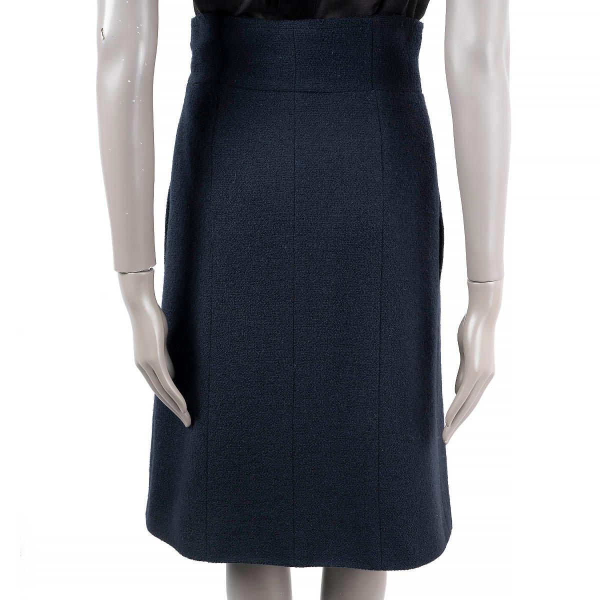 CHANEL navy blue wool 2015 15C DUBAI TWEED Skirt 36 XS 2
