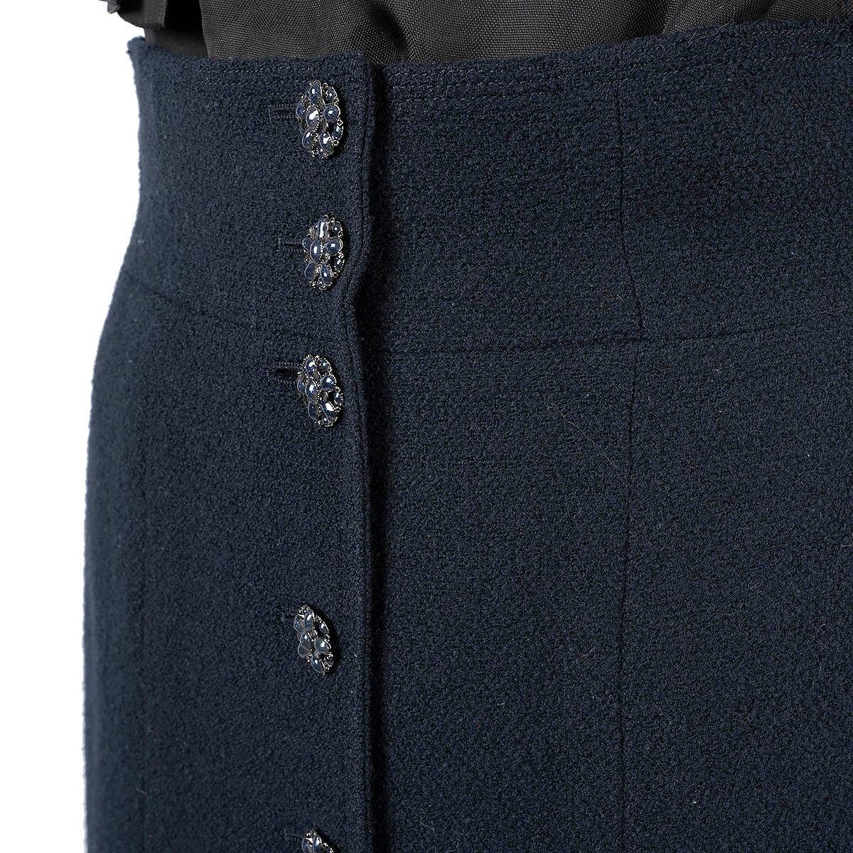 CHANEL navy blue wool 2015 15C DUBAI TWEED Skirt 36 XS 3