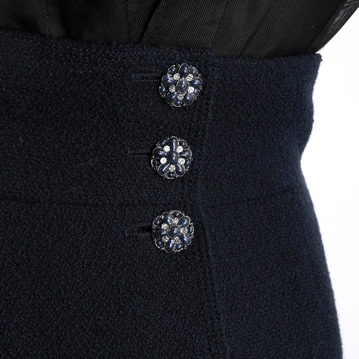 CHANEL navy blue wool 2015 15C DUBAI TWEED Skirt 36 XS 4