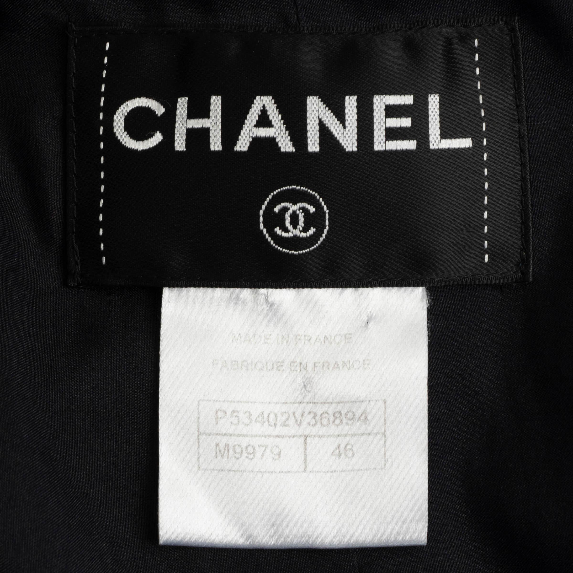 CHANEL navy blue wool 2016 16P COLLARLESS TWEED Jacket 46 XL 2