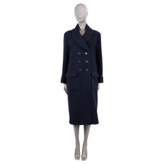 CHANEL navy blue wool 2018 18A HAMBURG DOUBLE BREASTED Coat Jacket 42 L