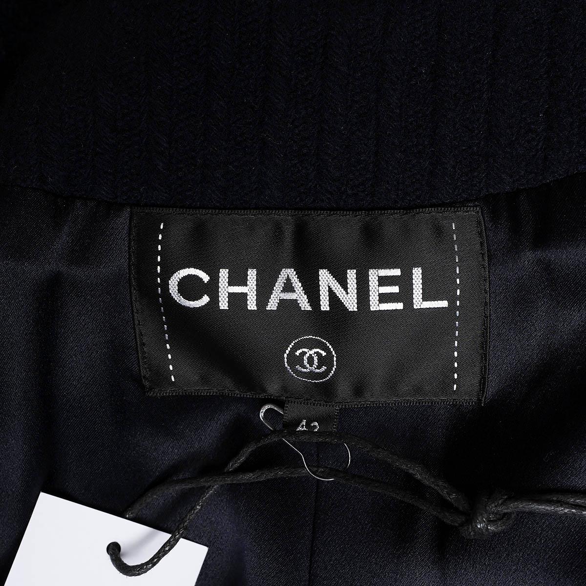CHANEL navy blue wool 2018 18A HAMBURG DOUBLE BREASTED Coat Jacket 42 L For Sale 5