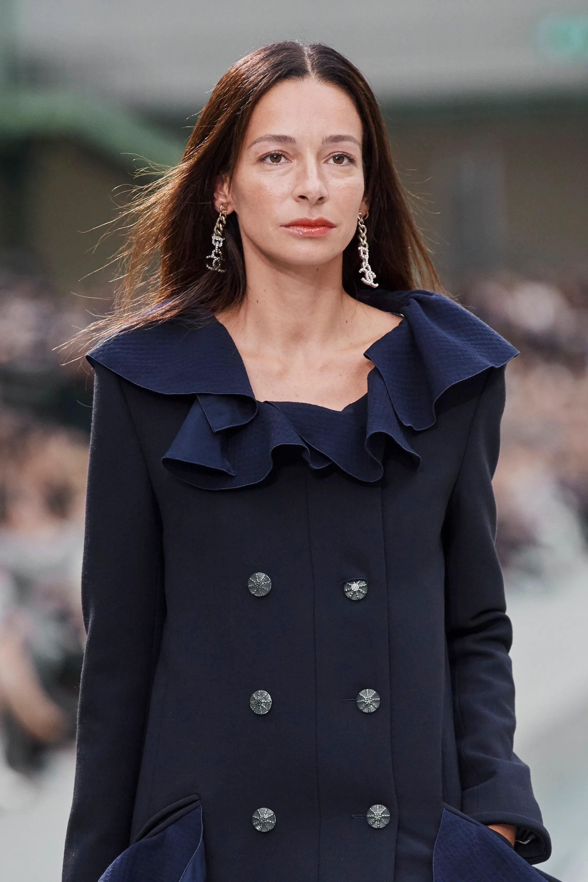 CHANEL navy blue wool 2020 20S RUFFLED DOUBLE BREASTED Jacket 44 XL 7