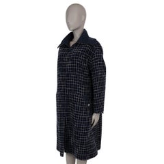 CHANEL navy blue wool 22A FLORENCE OVERSIZED TWEED Coat Jacket 40 M