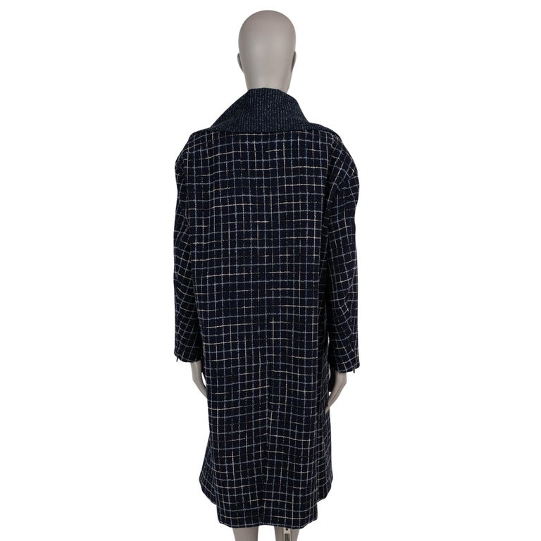 CHANEL blu marino in lana 22A FLORENCE OVERSIZE TWEED Cappotto