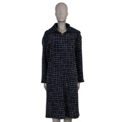CHANEL navy blue wool 22A FLORENCE OVERSIZED TWEED Coat Jacket 40 M