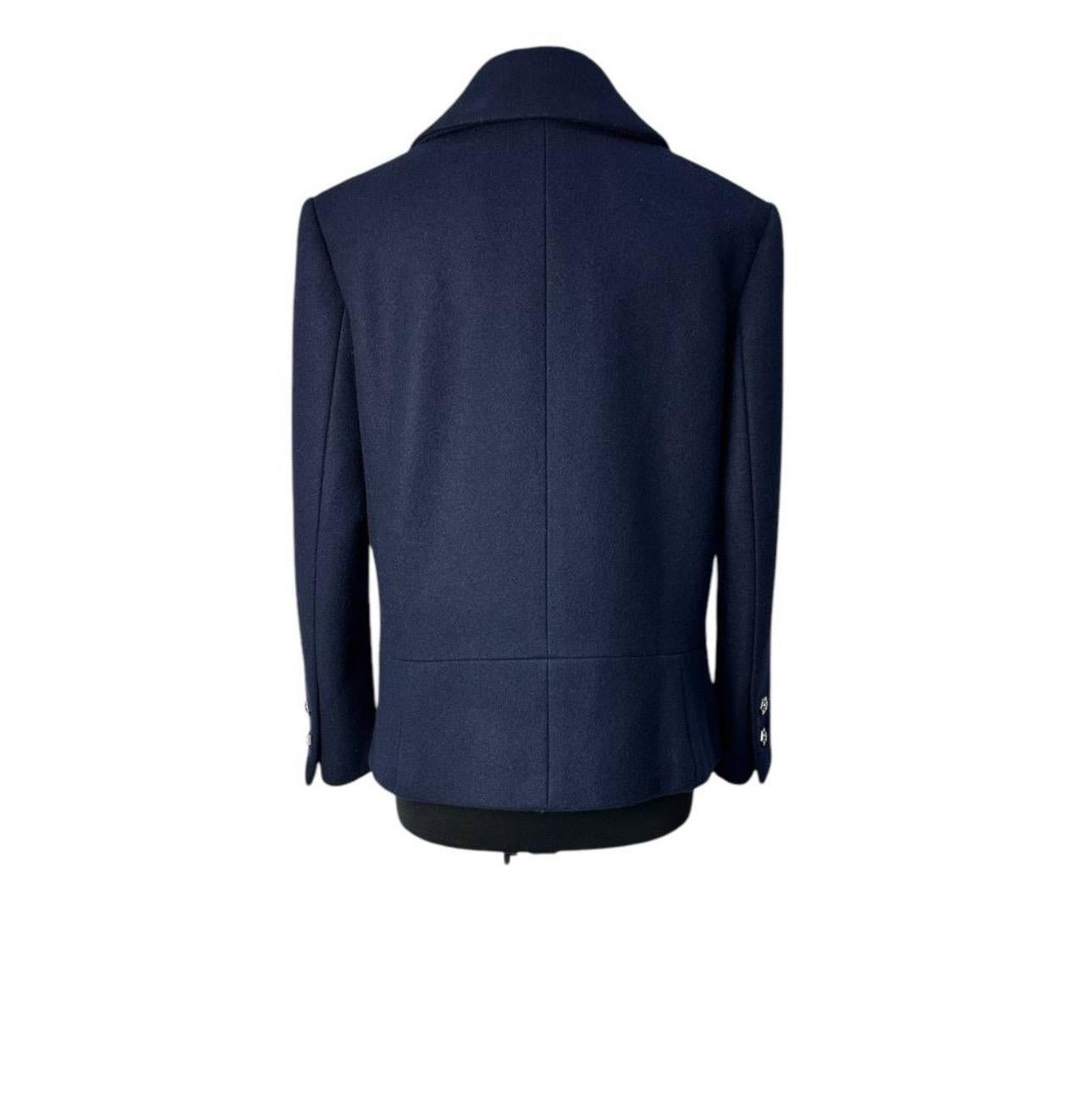 Chanel Navy Blue Wool Double-Breasted Peacoat  Sz.38 For Sale 1