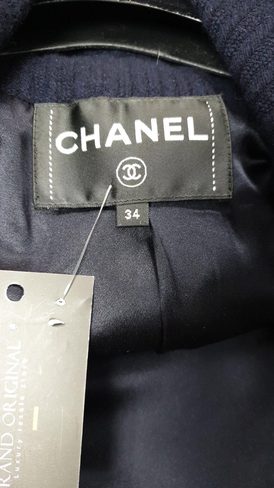 Chanel Navy Blue Wool Midi Coat 5