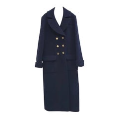 Chanel Navy Blue Wool Midi Coat