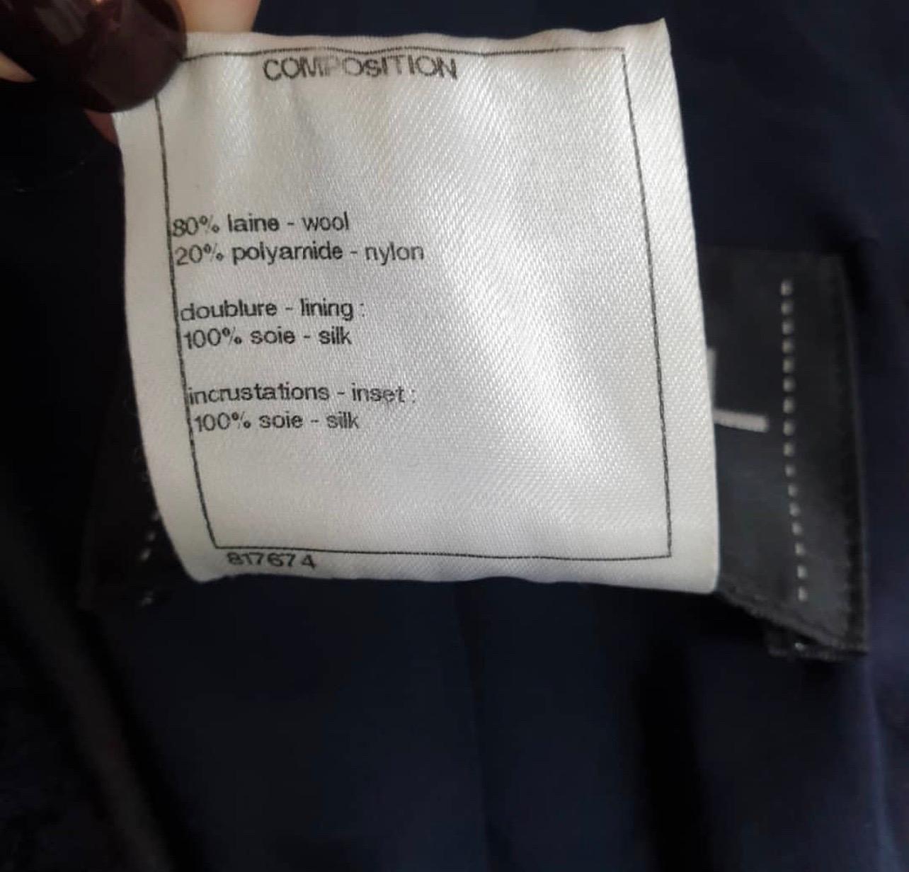 CHANEL Navy Blue Wool Tweed Jacket 2