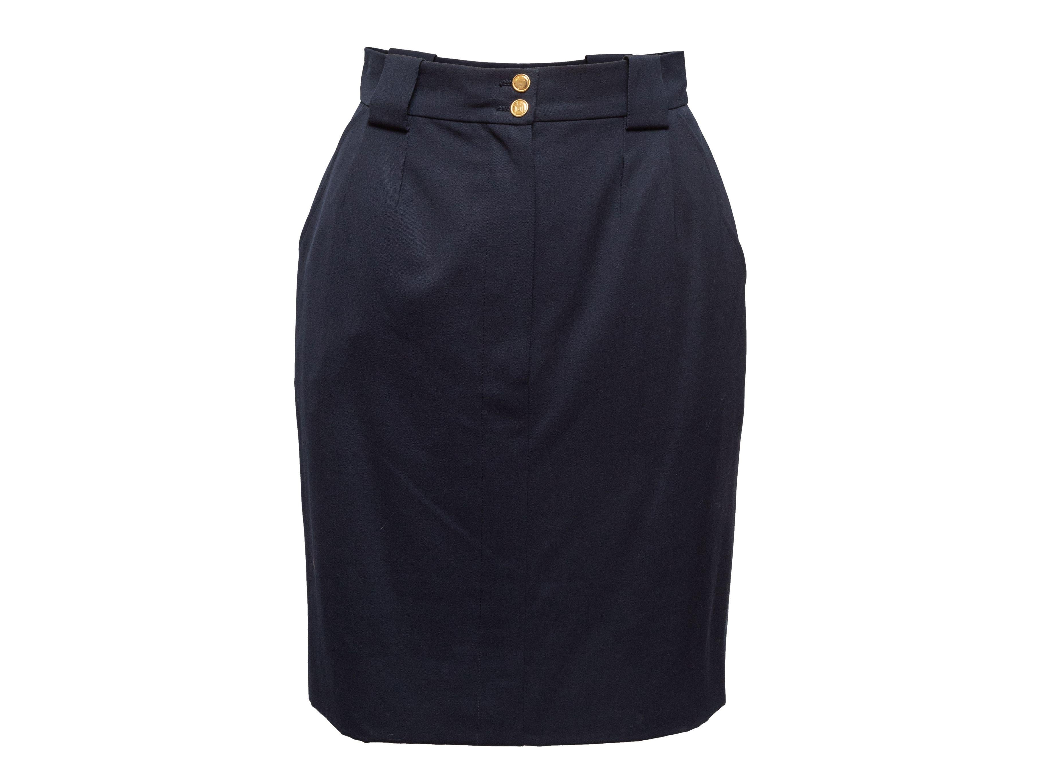 Chanel Navy Boutique Wool Pencil Skirt 1