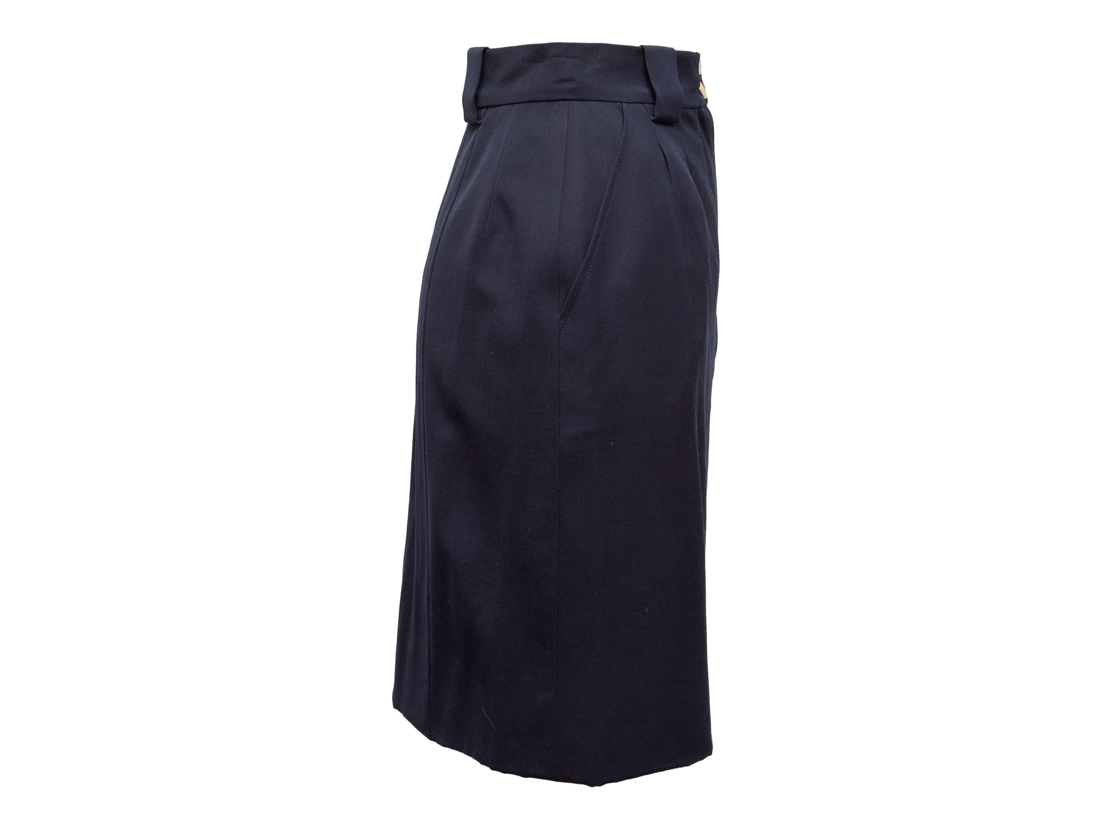 Chanel Navy Boutique Wool Pencil Skirt 2