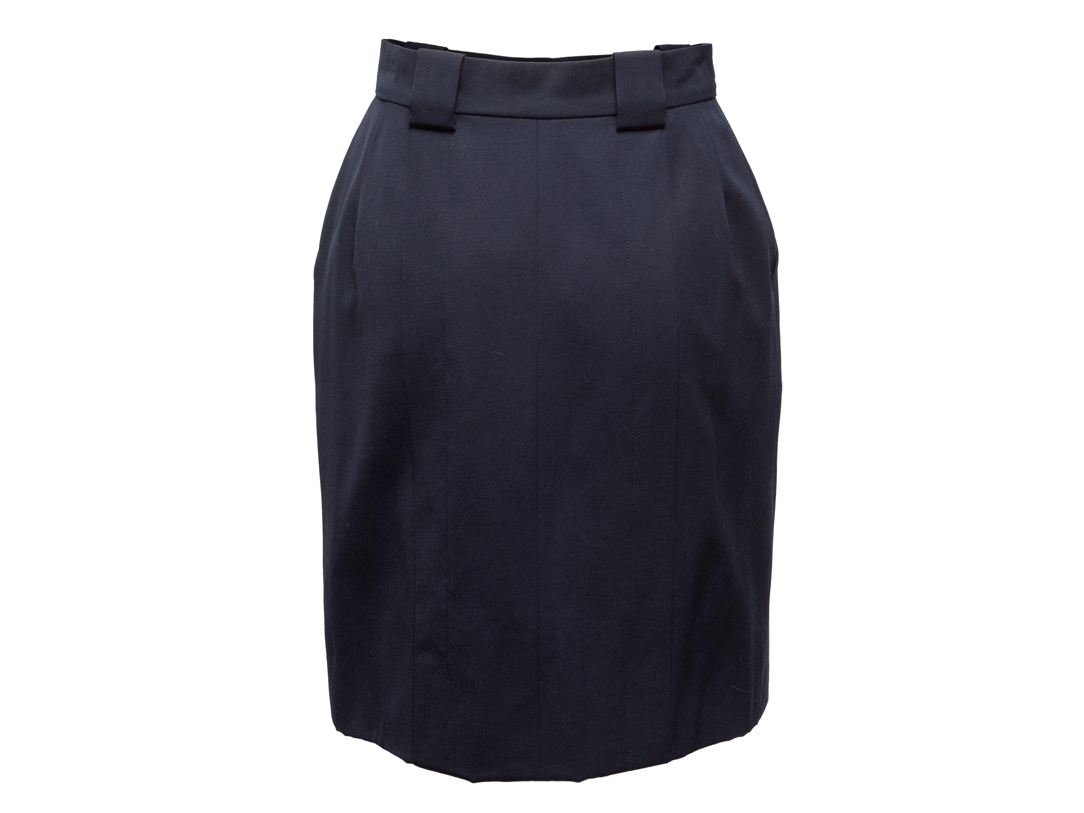 Chanel Navy Boutique Wool Pencil Skirt 3