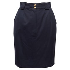 Chanel Navy Boutique Wool Pencil Skirt