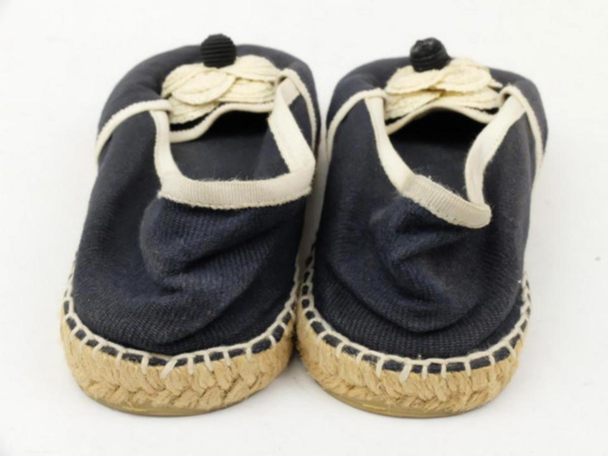 Chanel Navy Camellia Espadrille 226696 Flats For Sale 4