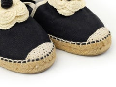 Chanel Navy Camellia Espadrille 226696 Flats