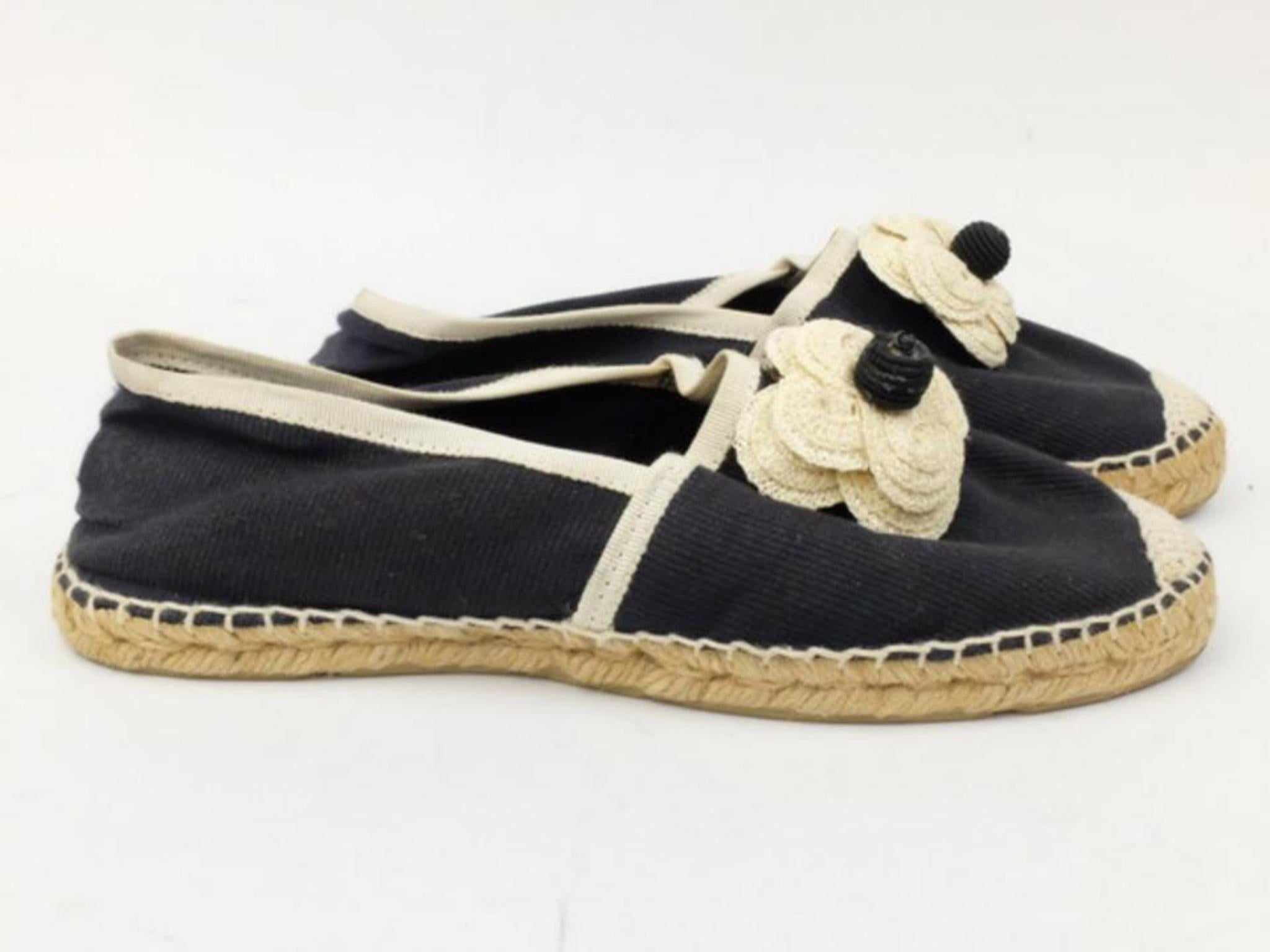 Chanel Navy Camellia Espadrille 226696 Flats For Sale 1