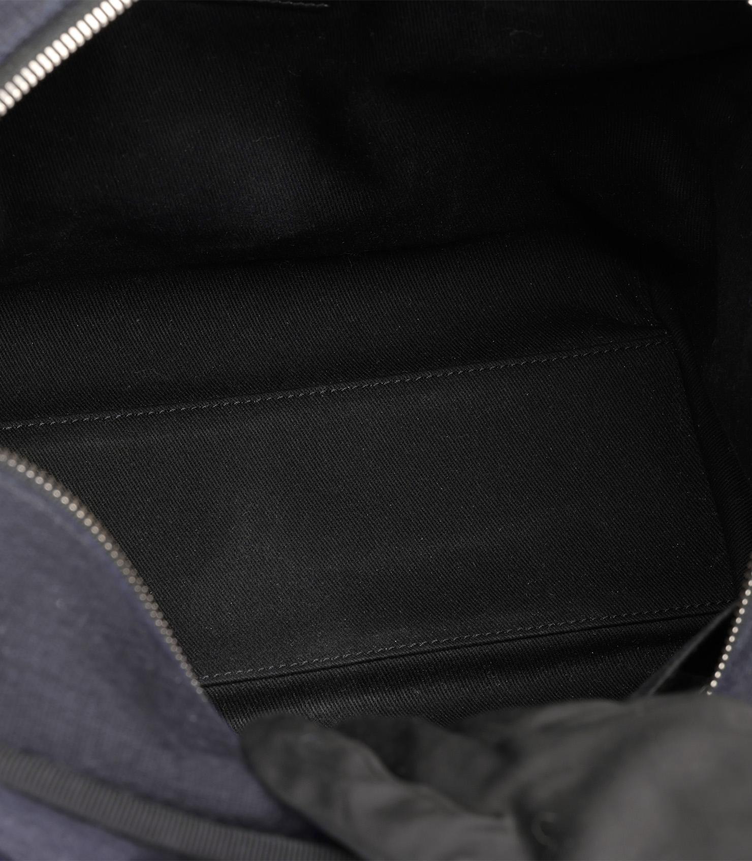 Chanel Bowlingtasche aus Segeltuch und schwarzem Kalbsleder Deauville im Angebot 6