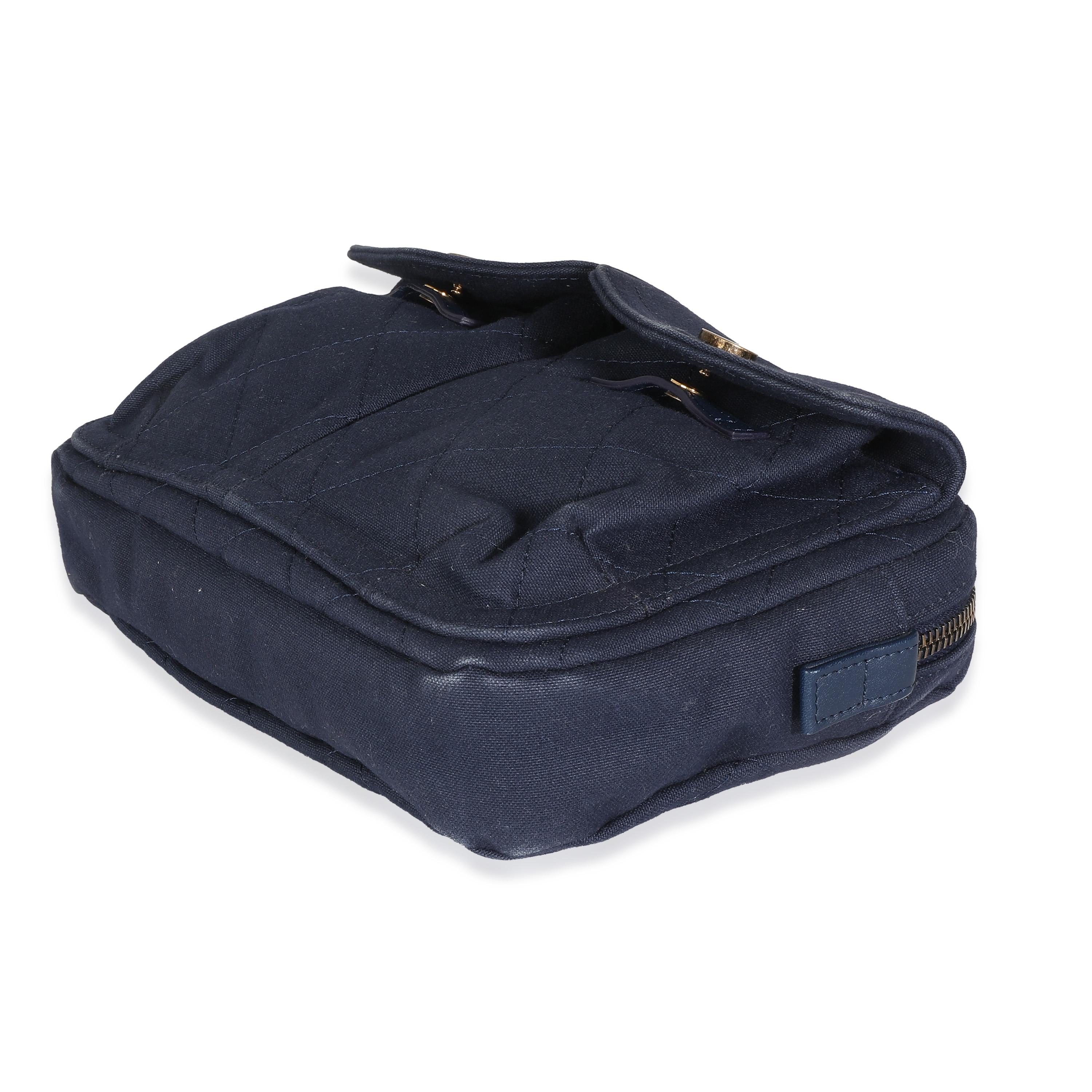 Women's or Men's Chanel Navy Canvas Double Pocket Waist Bag