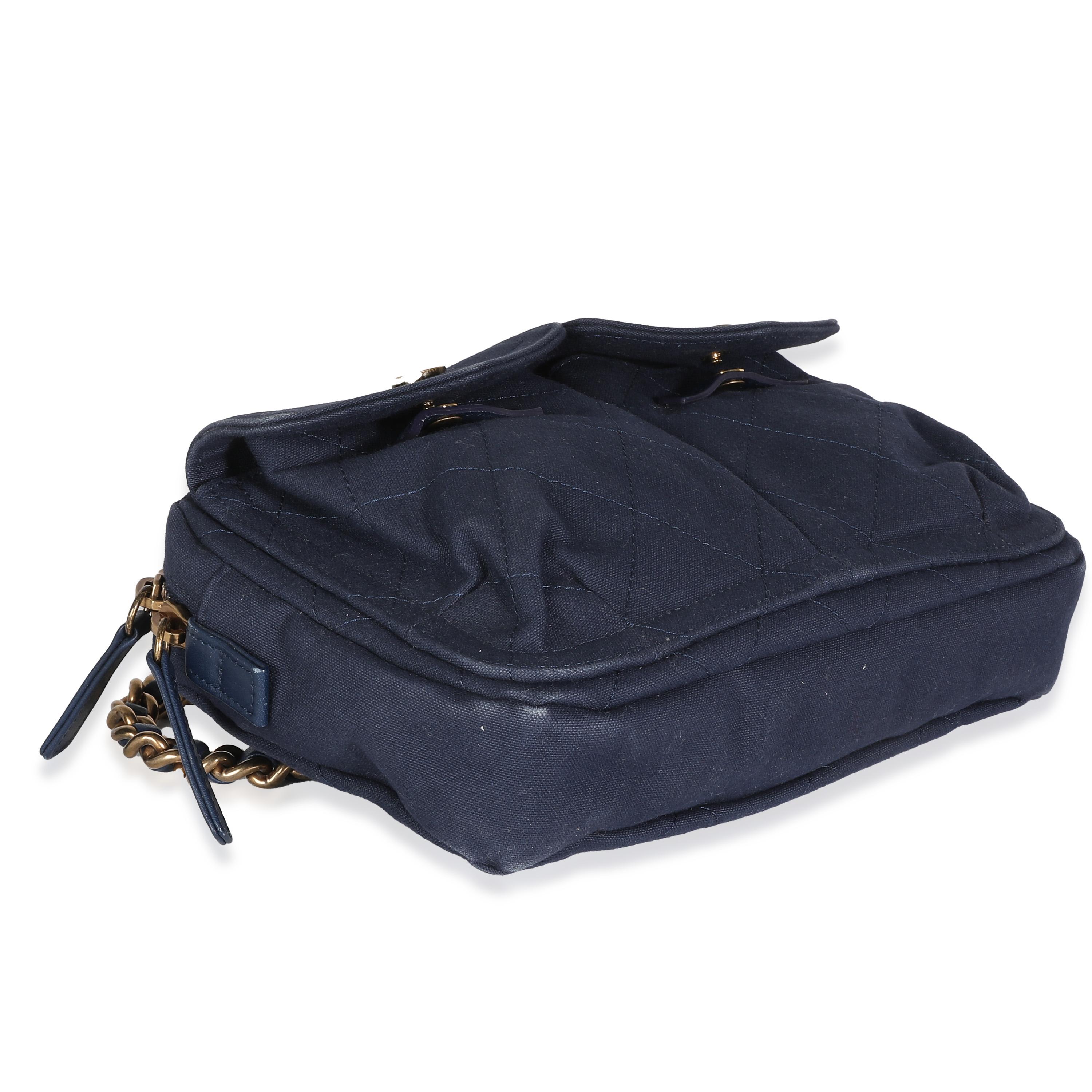Chanel Navy Canvas Double Pocket Waist Bag 2