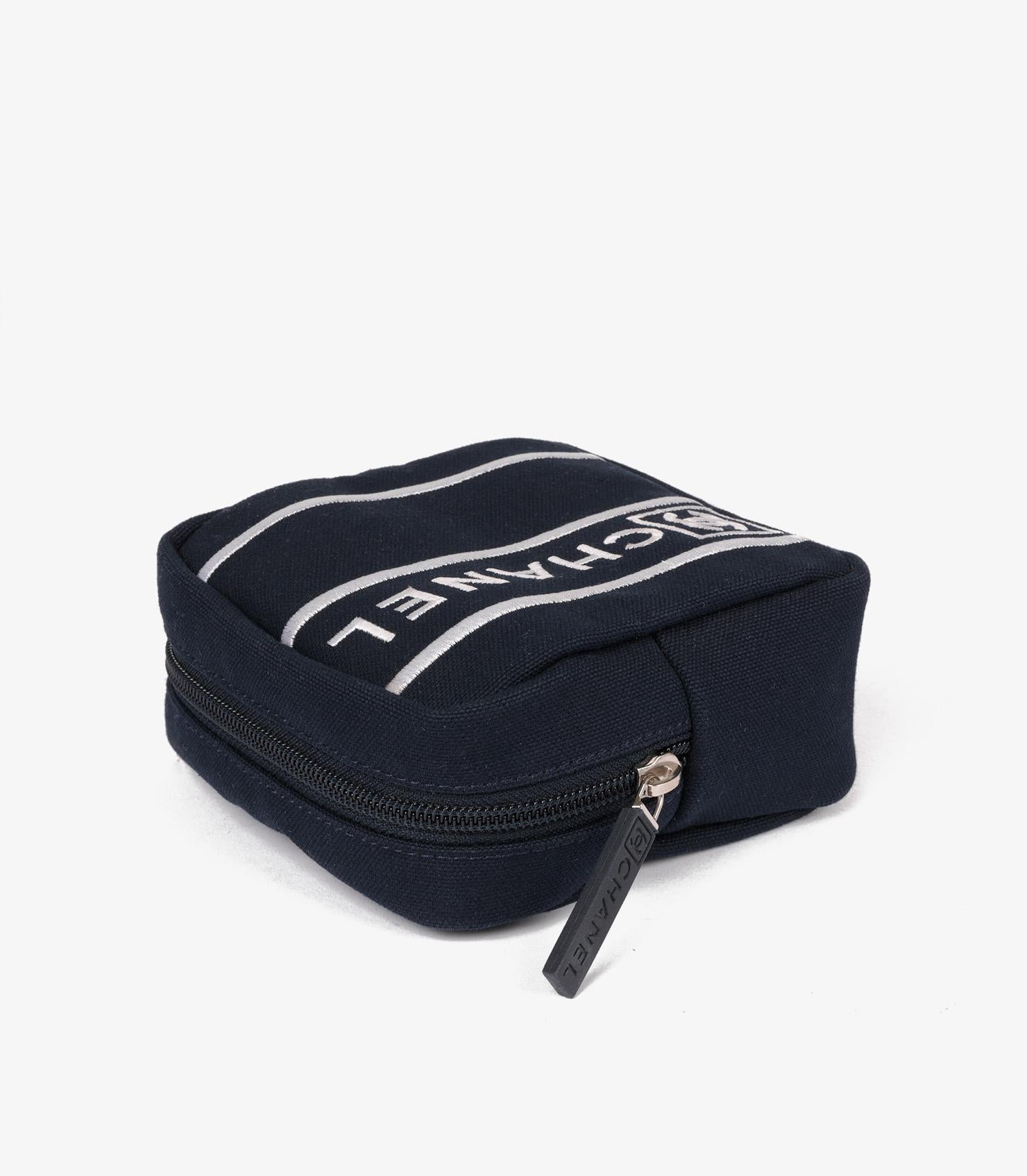 Chanel Navy Canvas Sports Line Tennis Pouch And Balls Set For Sale 2