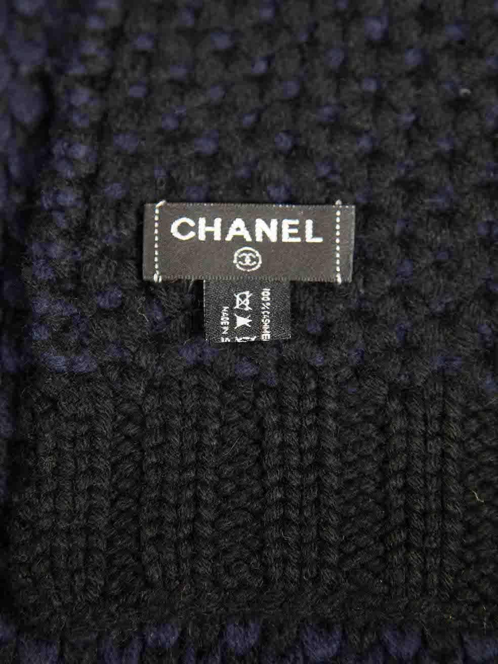 Women's Chanel Navy Cashmere CC Logo Shooting Star Scarf