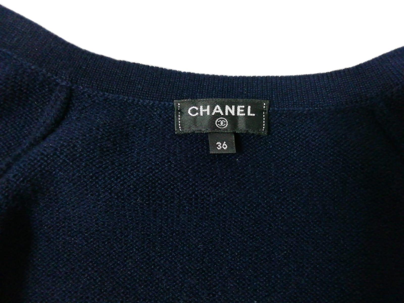 Chanel navy cashmere dress FR 36  18C For Sale 6