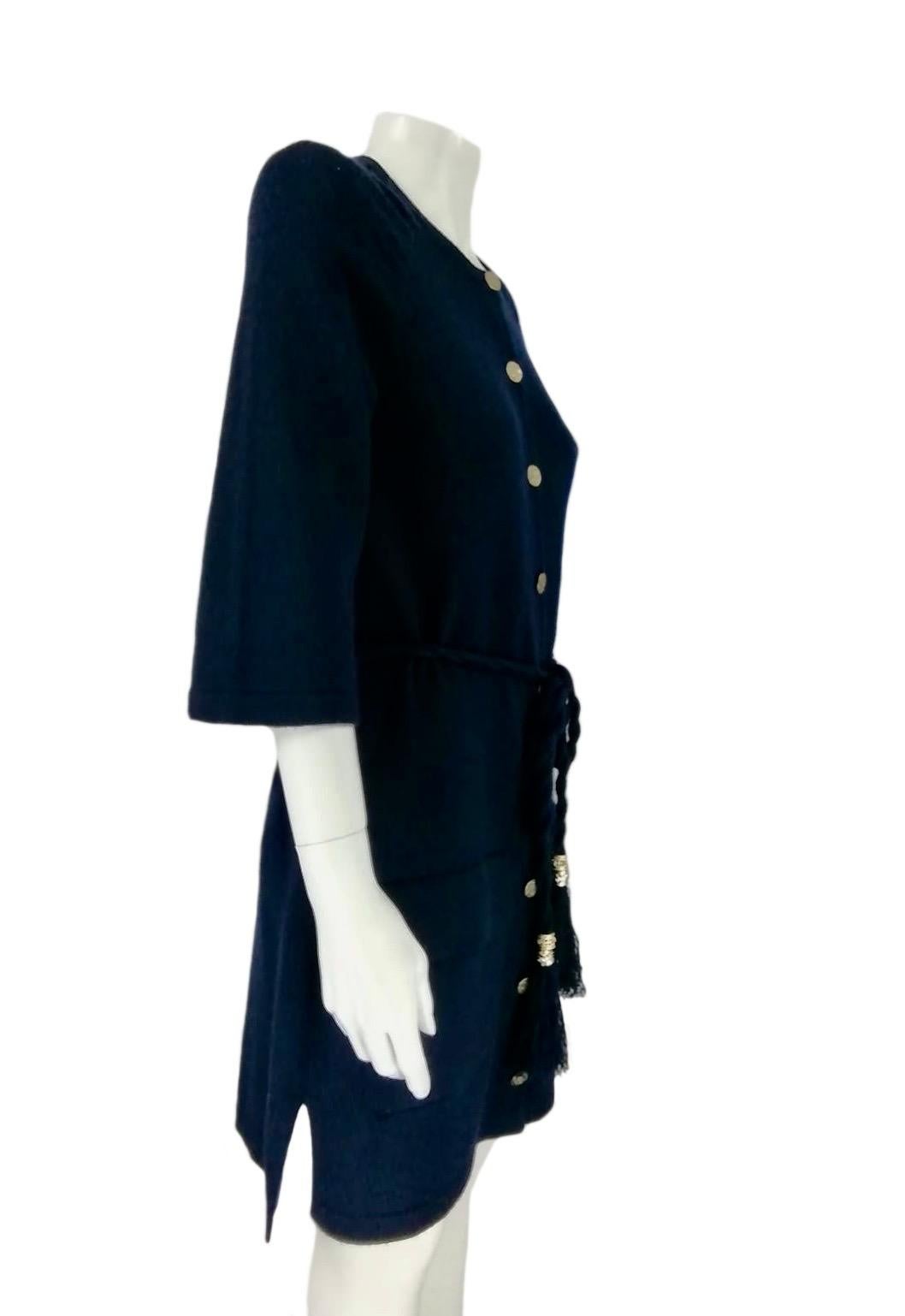 Women's Chanel navy cashmere dress FR 36  18C For Sale