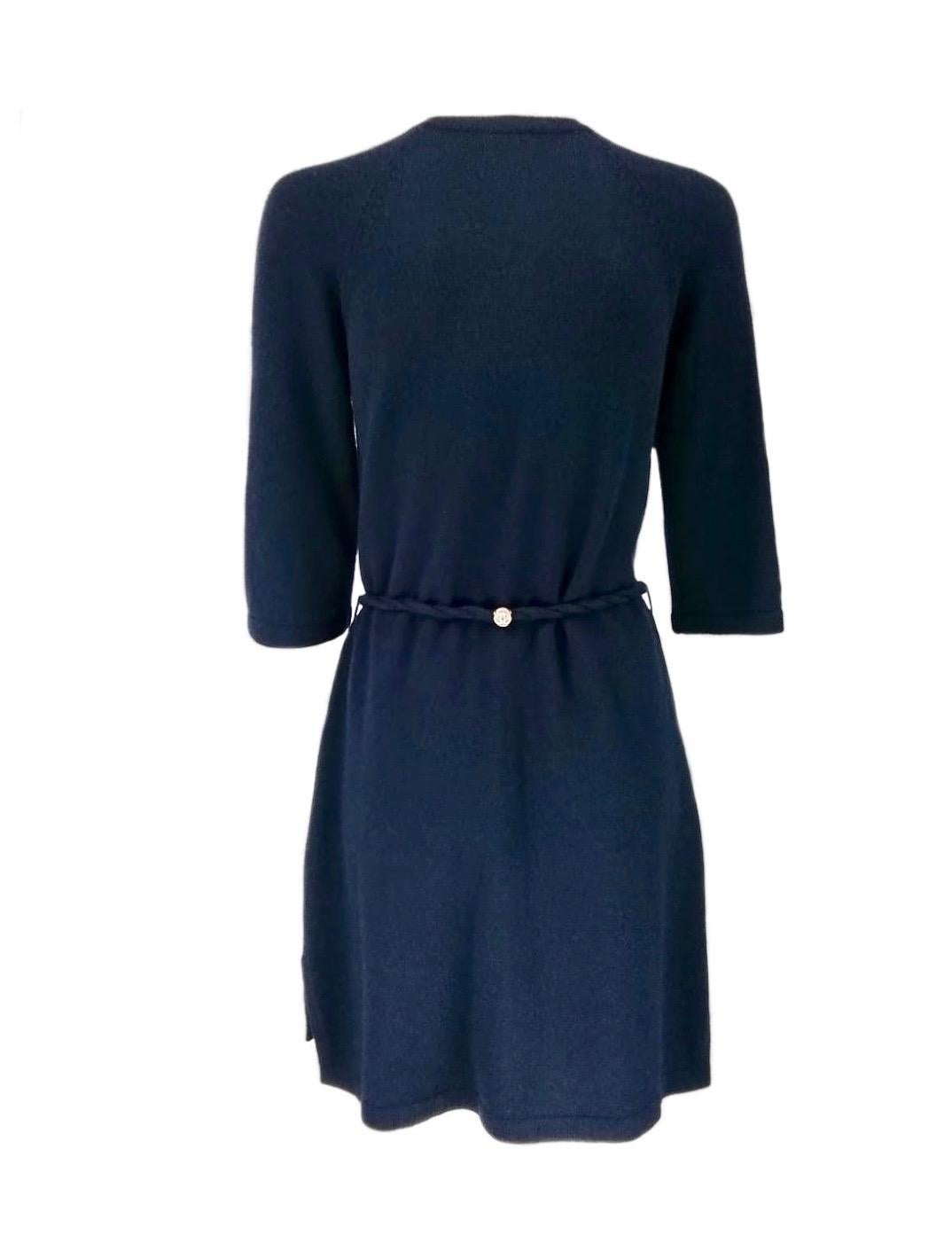 Chanel navy cashmere dress FR 36  18C For Sale 1