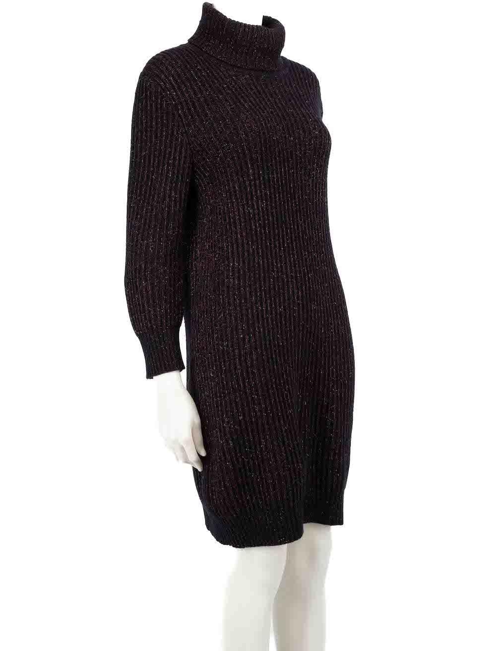 CONDITION is Very good. Minimal wear to dress is evident. Minimal wear to the brand label at the rear neckline lining with discolouration on this used Chanel designer resale item.
 
 
 
 Details
 
 
 Navy
 
 Cashmere
 
 Sweater dress
 
 Mini length
